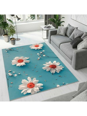 Colorix Carpet Dijital Baskı Dekoratif Kaymaz Taban Yıkanabilir Halı