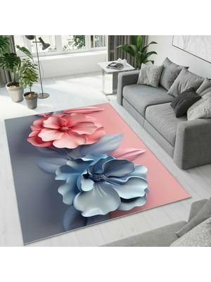 Colorix Carpet Dijital Baskı Dekoratif Kaymaz Taban Yıkanabilir Halı