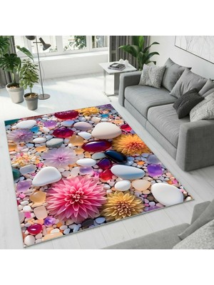 Colorix Carpet Dijital Baskı Dekoratif Kaymaz Taban Yıkanabilir Halı