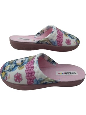 Gezer Kız Çocuk Pembe Beyaz Çocuk Figürlü Ev Içi Terlik GZRR62-028