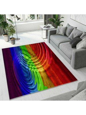 Colorix Carpet Dijital Baskı Dekoratif Kaymaz Taban Yıkanabilir Halı