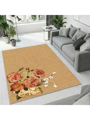 Colorix Carpet Dijital Baskı Dekoratif Kaymaz Taban Yıkanabilir Halı