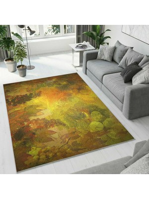 Colorix Carpet Dijital Baskı Dekoratif Kaymaz Taban Yıkanabilir Halı