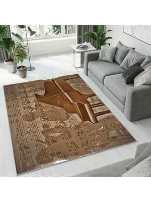 Colorix Carpet Dijital Baskı Dekoratif Kaymaz Taban Yıkanabilir Halı