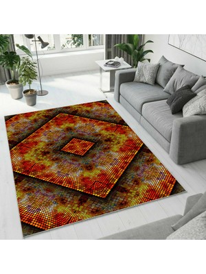 Colorix Carpet Dijital Baskı Dekoratif Kaymaz Taban Yıkanabilir Halı