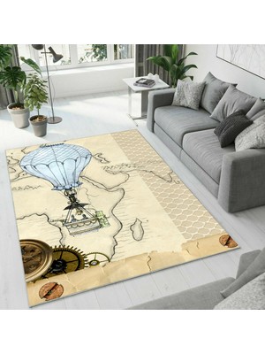 Colorix Carpet Dijital Baskı Dekoratif Kaymaz Taban Yıkanabilir Halı