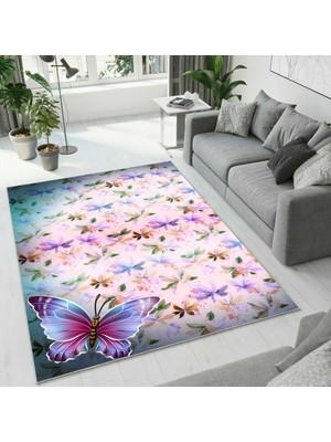 Colorix Carpet Dijital Baskı Dekoratif Kaymaz Taban Yıkanabilir Halı