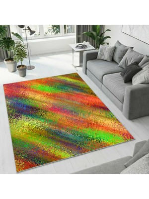 Colorix Carpet Dijital Baskı Dekoratif Kaymaz Taban Yıkanabilir Halı