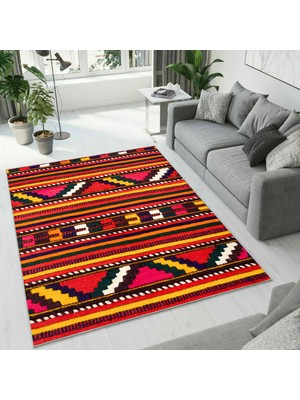 Colorix Carpet Dijital Baskı Dekoratif Kaymaz Taban Yıkanabilir Halı