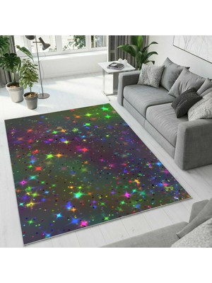 Colorix Carpet Dijital Baskı Dekoratif Kaymaz Taban Yıkanabilir Halı