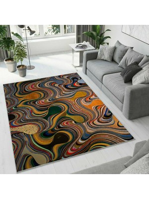 Colorix Carpet Dijital Baskı Dekoratif Kaymaz Taban Yıkanabilir Halı