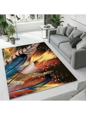 Colorix Carpet Dijital Baskı Dekoratif Kaymaz Taban Yıkanabilir Halı