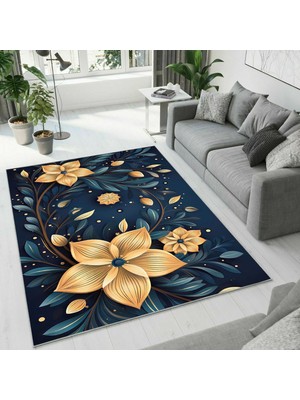Colorix Carpet Dijital Baskı Dekoratif Kaymaz Taban Yıkanabilir Halı