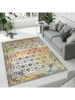 Colorix Carpet Dijital Baskı Dekoratif Kaymaz Taban Yıkanabilir Halı