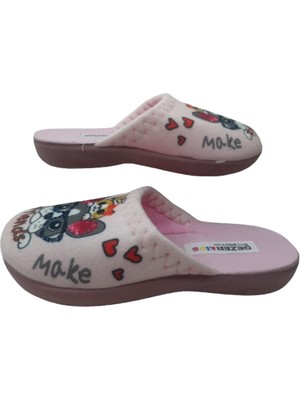 Gezer Kız Çocuk Pembe Kedi Köpek Figürlü Ev Içi Terlik GZRR62-028