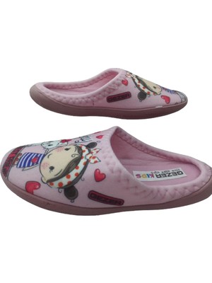 Gezer Kız Çocuk Pembe Beyaz Kedi Figürlü Ev Içi Terlik GZRR78-147