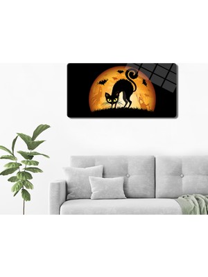 Decorita Cam Tablo | Modern Art Serisi | Halloween Cat | 40CM x 80CM