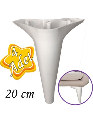 Glaswen 4 Adet Zelve 20 cm Beyaz Lüx Mobilya Kanepe Sehpa Ünite Koltuk Ayağı Baza Ayak