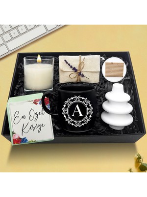 As Company Kişiye Özel Siyah Kupa & Bardak Mum & Kesede Mini Sabun & Dekoratif Biblo Hediye Seti