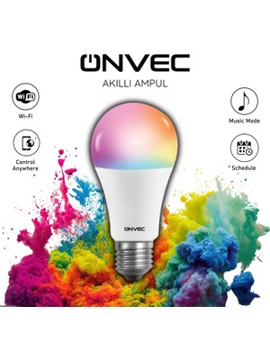 Onvec  Wifi+Bluetooth Destekli 9W Rgb Akıllı Ampul Tuya