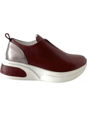 Saracshoes  Deri Bordo Lion Kadın Sneaker