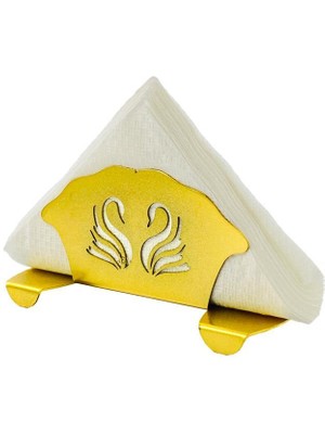 Tiesa Home Metal Mat Gold Kaplama Kuğu Motifli Sofra Peçetelik