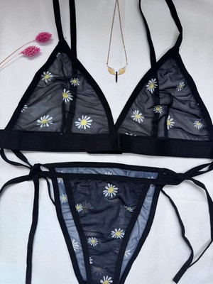 Sirius Style Papatya Desenli Bralet Takımı