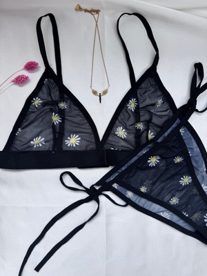 Sirius Style Papatya Desenli Bralet Takımı