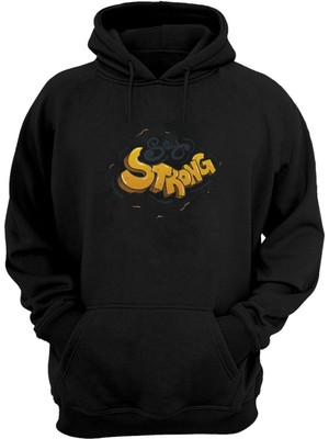 The Wert Unisex Stay Strong Baskılı Siyah Normal Kalıp Şardonlu Kalın Sweatshirt