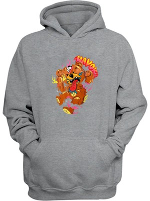 The Wert Unisex Havok Bear Baskılı Gri Normal Kalıp Şardonlu Kalın Sweatshirt
