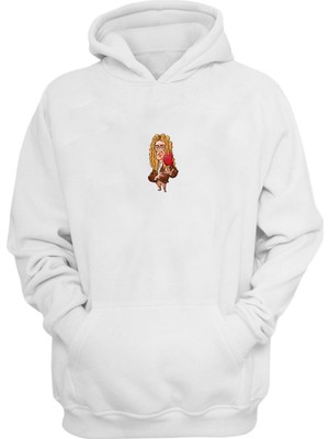 The Wert Unisex Newton Çizim Baskılı Beyaz Normal Kalıp Şardonlu Kalın Sweatshirt