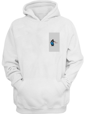 The Wert Unisex Şeytan Kasklı Motorcu Baskılı Beyaz Normal Kalıp Şardonlu Kalın Sweatshirt