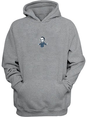 The Wert Unisex Salvador Dali Baskılı Gri Normal Kalıp Şardonlu Kalın Sweatshirt