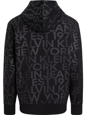 Calvin Klein Logo Aop Hoodie Erkek Sweatshirt