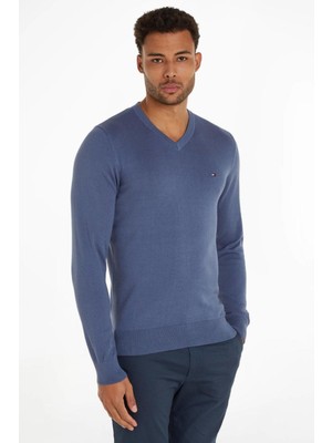 Tommy Hilfiger Classıc Cotton V Neck Erkek Kazak