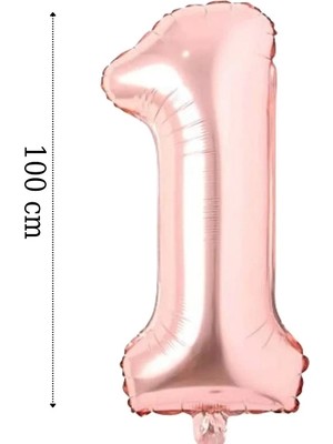 Papatya Süs Evi Folyo Balon 1 Rakamı Helyum Balon 76 cm Rose Gold ( 1-2-3-4-5-6-7-8-9 ) Rakamları Mevcut Belirtiniz