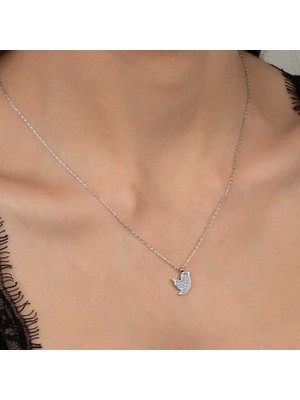 Gumush Swarovski Taşlı Gümüş Kuş Kadın Kolye