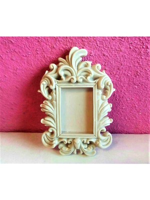 Morlalem Yaprak Dekorlu 9,8cm Mini Çerçeve Silikon Kalıp K-473, Taş Tozu Polyester Alçı Kalıbı