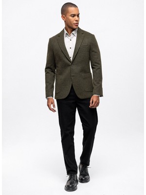 Back And Bond Haki Slim Fit Mono Yaka Ceket