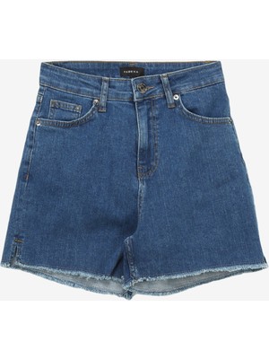 Fabrika Normal Bel Basic İndigo Kadın Şort F4SL-SHT0758