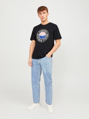 Jack & Jones O Yaka Standart Kalıp Siyah Erkek T-Shirt 12250411