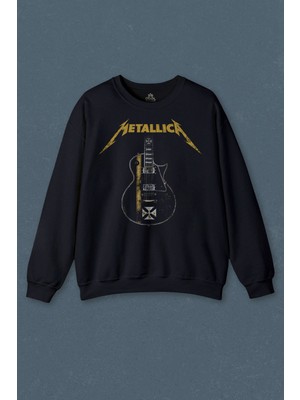 So Cool Metallica Iron Cross Gitar Baskılı Unisex Sweat