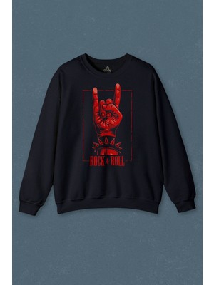 So Cool Rock'N Roll Music Işareti Baskılı Unisex Sweat