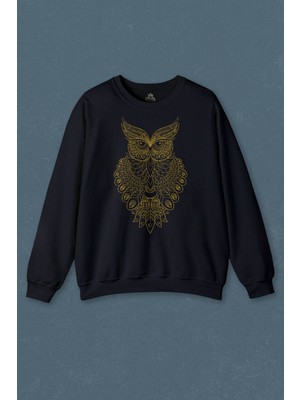 So Cool Owl Baykuş Silüeti.Calligraphy Çizim Baskılı Unisex Sweat