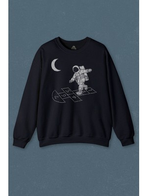 So Cool Uzayda Sek Sek Oyun Seksek Astronot Cosmos Baskılı Unisex Sweat