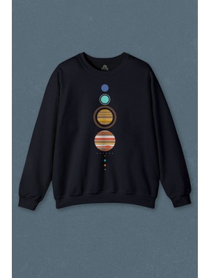 So Cool Güneş Sistemi Gezegenler Solar Sistem Dünya Ay Baskılı Unisex Sweat