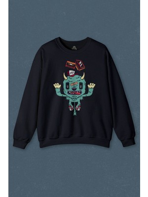 So Cool Sevimli Canavar Retro Monster Daft Punk 90Lar Baskılı Unisex Sweat