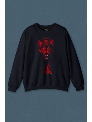 So Cool Bozkurt Kurt Kafası Wolf Sarı Kırmızı Baskılı Unisex Sweat