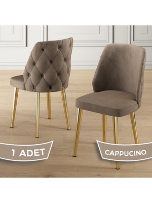 Canisa Leja Serisi 1 Adet Mutfak Sandalyesi Gold Kaplama Metal Ayak 1. Sınıf Babyface Kumaş