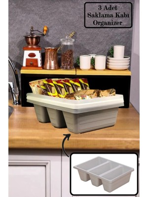 Bayev 3 Adet Roma 3 Bölmeli Dolap Içi Düzenleyici Çekmece Içi Organizer Ikramlık Çay Şeker Kutusu